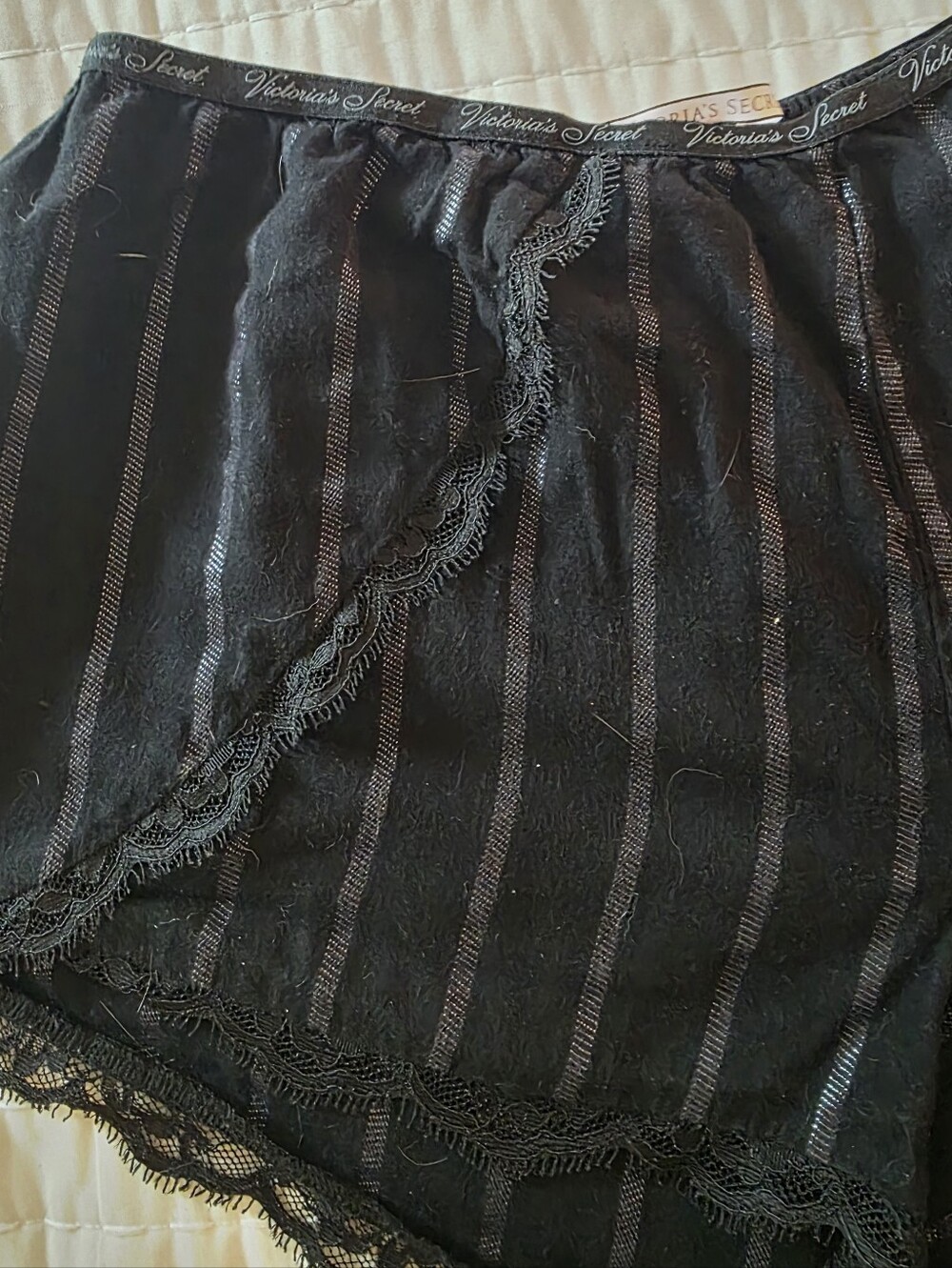 Victoria's Secret Black & Silver Striped Pajama Set Cami Top & Sleep Shorts - Picture 6 of 16